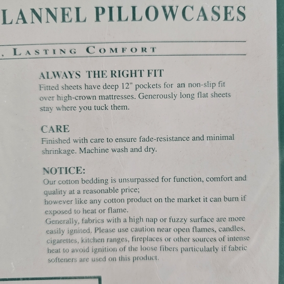 L.L.Bean All Cotton SOFT Flannel Pillowcases 1995 New in Pkg WILDWOOD Portugal - Picture 8 of 12